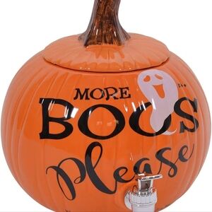 More Boos Please Pumpkin Orange Ceramic Halloween Drink Dispenser